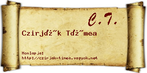 Czirják Tímea névjegykártya